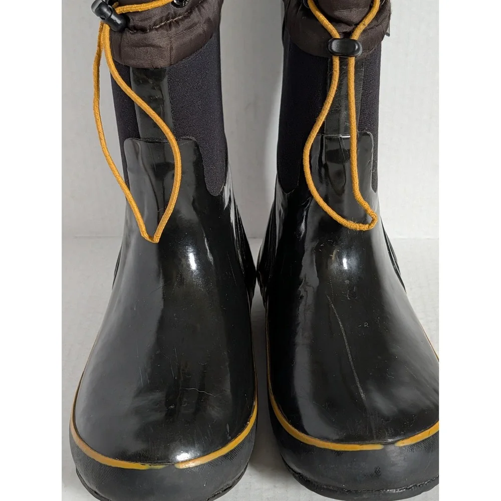 BOGS McKinley Kids Winter Snow Boots Black Yellow Size 2 Waterproof -30°